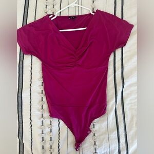 Express Magenta V-Neck Bodysuit